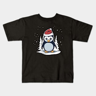 cute santa penguin Kids T-Shirt